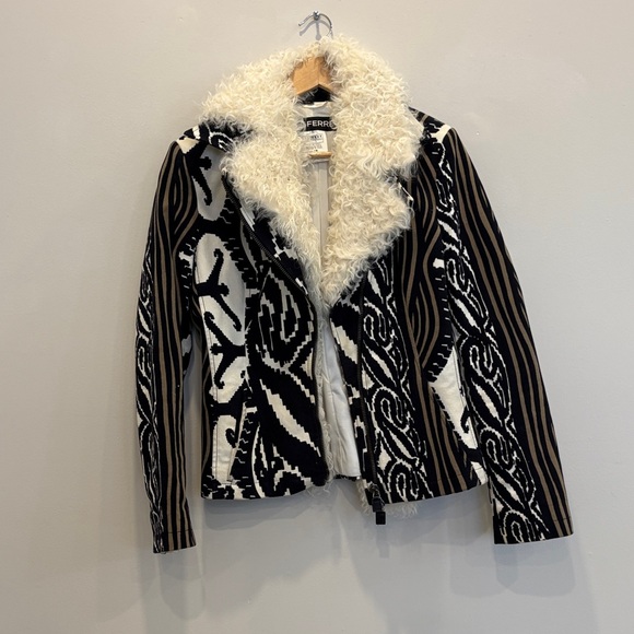 Gianfranco Ferre Jackets & Blazers - GF FERRÈ Striped Black and Cream Teddy Jacket